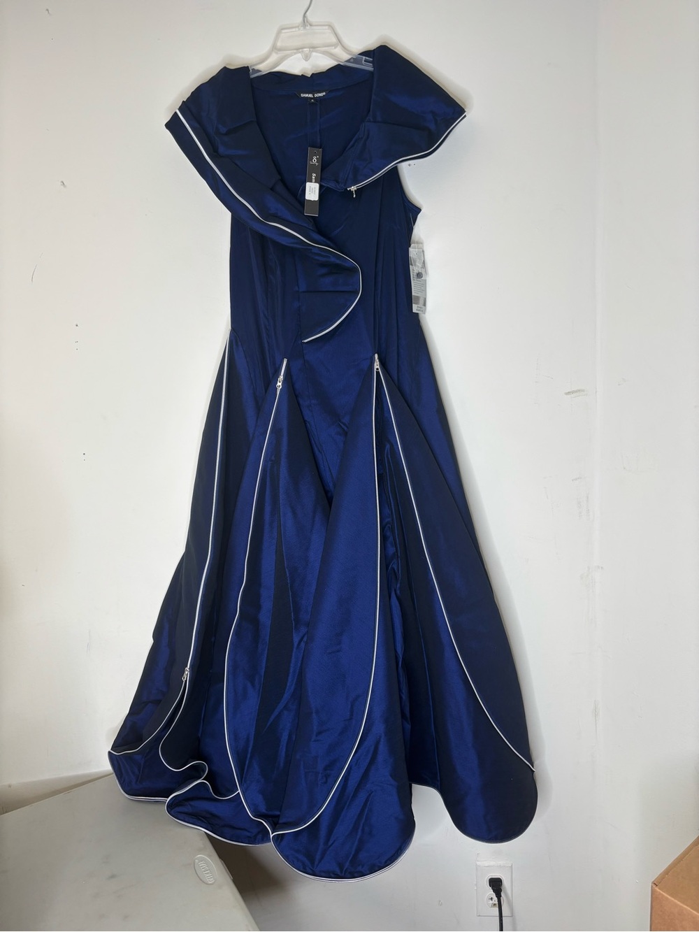 Samuel Dong NWT Midnight Blue Architectural Zip Dress XL Designer $298.80 - Picture 3 of 10